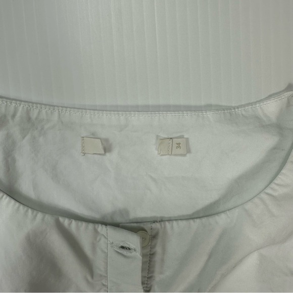 COS Sz 34 Shirt White Collarless Tuxedo Tunic - Picture 8 of 11